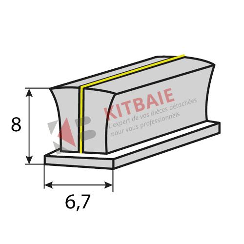 Joint-brosse alu fine pour baie coulissante - Dim: l6.7mm x h8mm AR01103 :  Kitbaie
